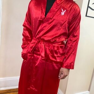 PLAYBOY Red Satin Robe